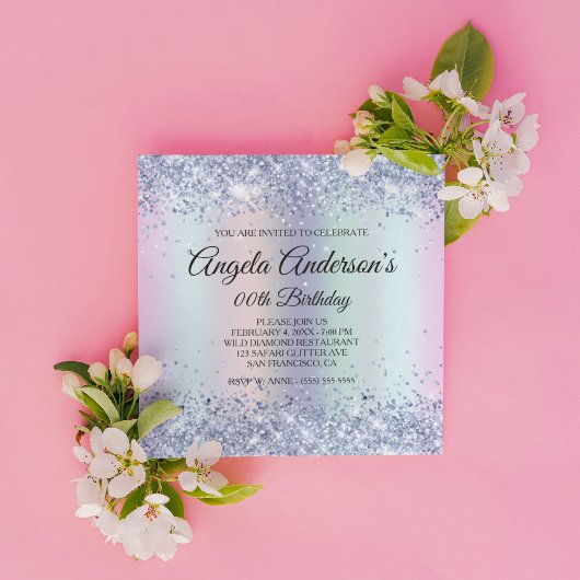 Rainbow Shimmer Holo Glitter Leopard Birthday Kaart