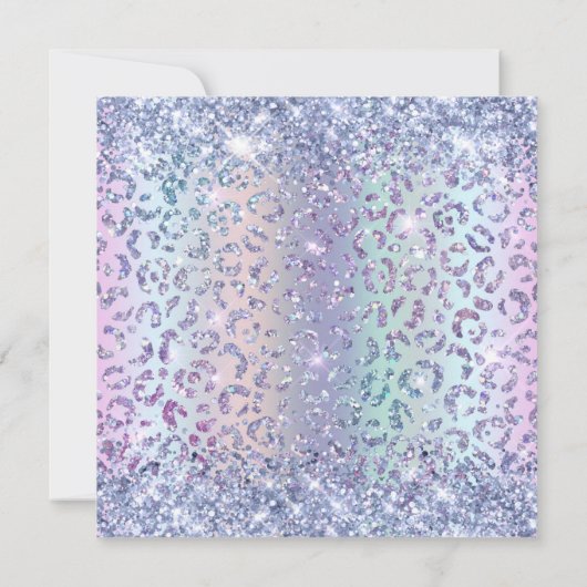 Rainbow Shimmer Holo Glitter Leopard Birthday Kaart (Achterkant)