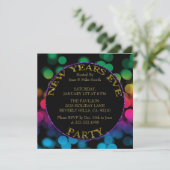 Rainbow Shimmer Lights Glitter New Years Eve Party Kaart (Staand voorkant)