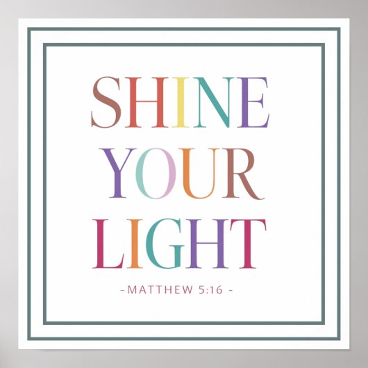 Rainbow Shine Your Light Bold Matthew Scripture Poster (Voorkant)
