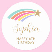 Rainbow Shooting Star 6e verjaardag Ronde Sticker