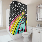 Rainbow Shooting Star Space Douchegordijn (In situ)
