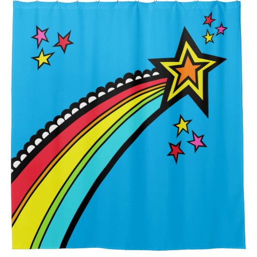 Rainbow Shooting Star Space Douchegordijn (Voorkant)
