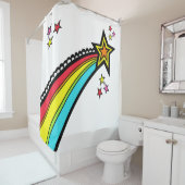 Rainbow Shooting Star Space Douchegordijn (In situ)