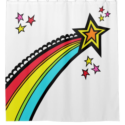 Rainbow Shooting Star Space Douchegordijn (Voorkant)