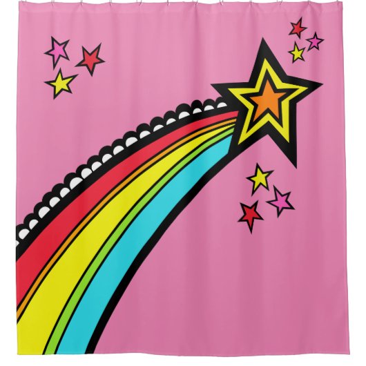 Rainbow Shooting Star Space Douchegordijn (Voorkant)