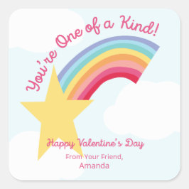 Rainbow Shooting Star Valentijn Vierkante Sticker