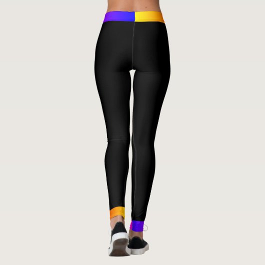 Rainbow Side Stippen / Trim op zwart (of uw kleur) Leggings (Achterkant)