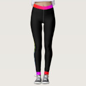 Rainbow Side Stippen / Trim op zwart (of uw kleur) Leggings (Voorkant)