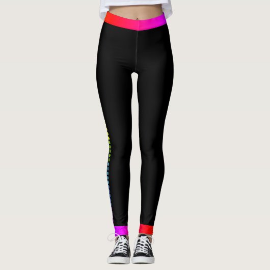 Rainbow Side Stippen / Trim op zwart (of uw kleur) Leggings (Voorkant)