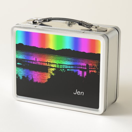 Rainbow Silhouette Mensen Gepersonaliseerde Lunchb (Achterkant)
