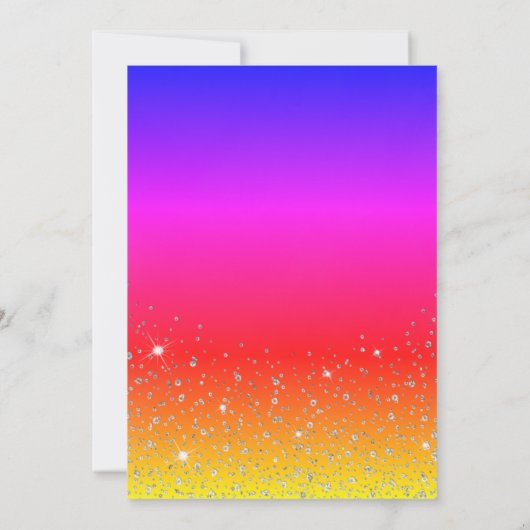 Rainbow Silver Glitter Sparkles Lights Sweet 16 Kaart (Achterkant)