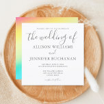 Rainbow Simple Chic Typography LGBTQ Gay Wedding Kaart<br><div class="desc">Deze simpele uitnodiging voor een homohuwelijk is subtiel en chic met elegante grijze typografie aan de voorkant en een mooie regenboog aan de achterkant. Benadruk uw gebeurtenis LGBTQ met elegantie en trots. Gewoon mooie lesbische trouwnodigt uit.</div>