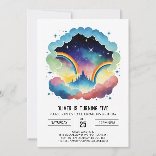 Rainbow Simple Clouds Verjaardag Kaart (Voorkant)