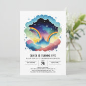 Rainbow Simple Clouds Verjaardag Kaart (Staand voorkant)