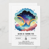 Rainbow Simple Clouds Verjaardag Kaart (Voorkant / Achterkant)