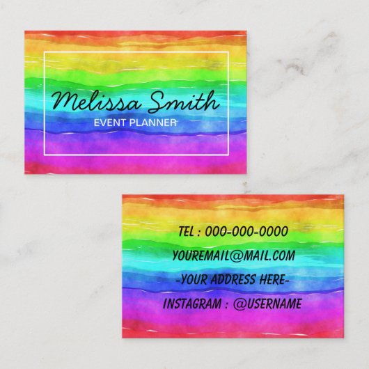 Rainbow Simple Designed Business Card Visitekaartje (Voorkant / Achterkant)