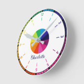 Rainbow Simple Educational Personalized Kinderen Ronde Klok (Hoek)