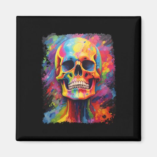 Rainbow Skeleton Anatomy Enge Halloween Magneet (Voorkant)