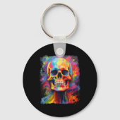 Rainbow Skeleton Anatomy Enge Halloween Sleutelhanger (Voorkant)