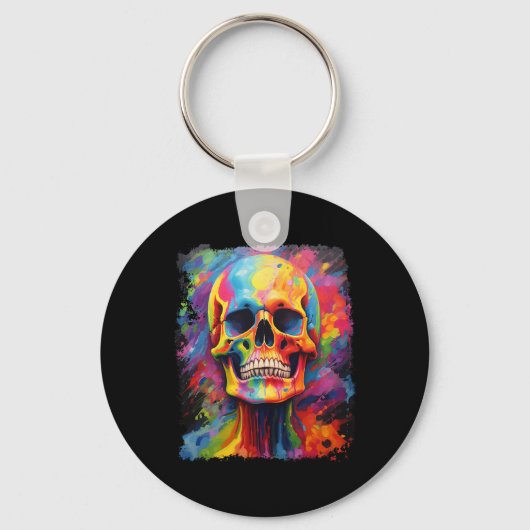 Rainbow Skeleton Anatomy Enge Halloween Sleutelhanger (Voorkant)