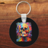 Rainbow Skeleton Anatomy Enge Halloween Sleutelhanger (Voorkant)