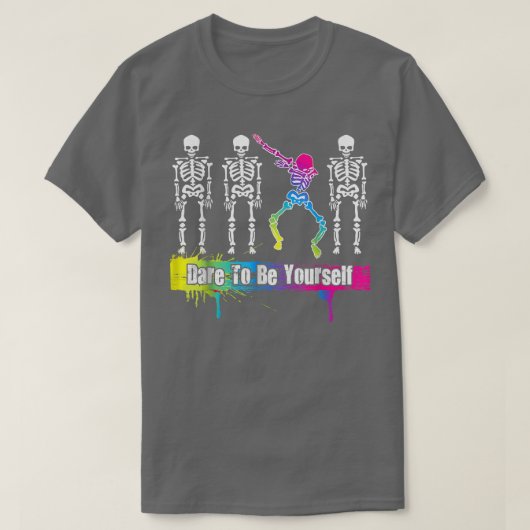 Rainbow Skeleton Different Gay Pride LGBTQ Awarene T-shirt (Design voorkant)