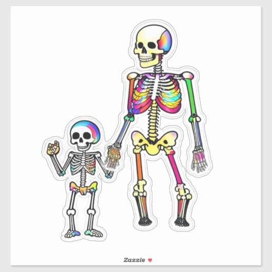 Rainbow Skeleton Familie Geïsoleerde Halloween Sticker (Vel)