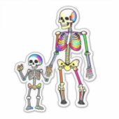 Rainbow Skeleton Familie Geïsoleerde Halloween Sticker (Voorkant)