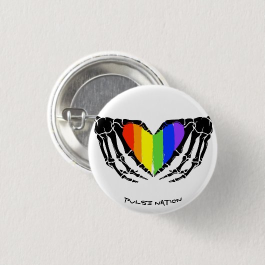 Rainbow Skeleton Hands Heart Gay Pride Ronde Button 3,2 Cm (Voorkant /achterkant)