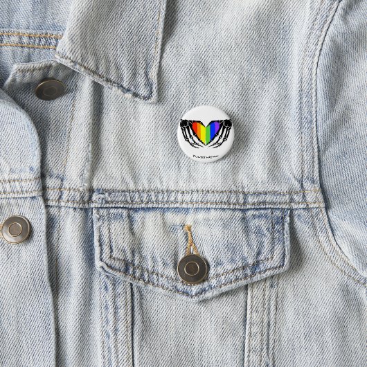 Rainbow Skeleton Hands Heart Gay Pride Ronde Button 3,2 Cm (In situ)