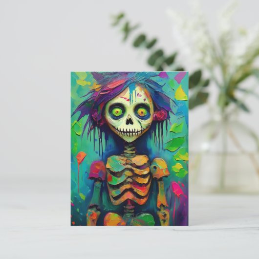 Rainbow Skeleton Zombie Doll Briefkaart (Staand voorkant)