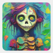 Rainbow Skeleton Zombie Doll Vierkante Sticker (Voorkant)