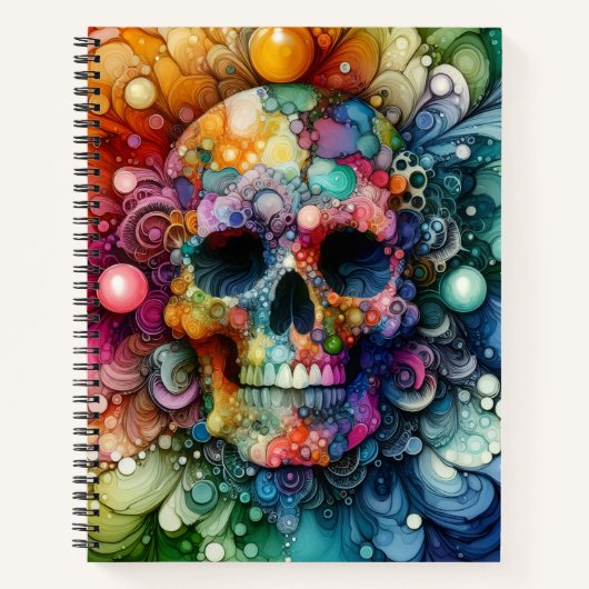 Rainbow Skull Alcohol Ink Deluxe Notitieboek (Voorkant)