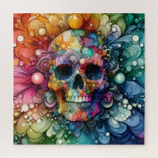 Rainbow Skull Alcohol Ink Legpuzzel (Verticaal)