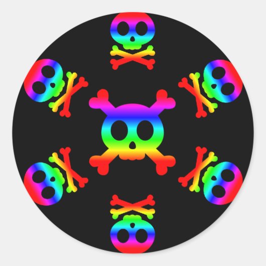 Rainbow Skull and Crossbones sticker (Voorkant)
