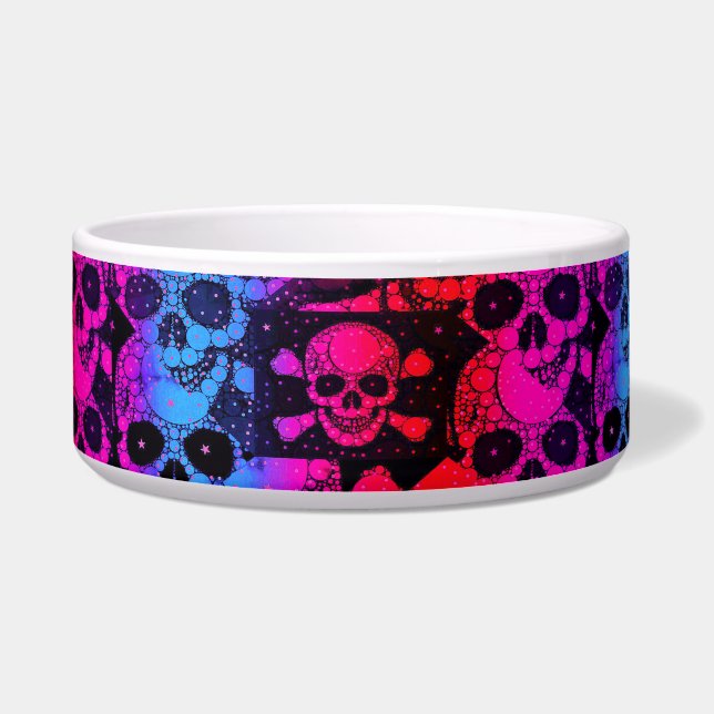 Rainbow Skull Bling Voerbakje (Voorkant)
