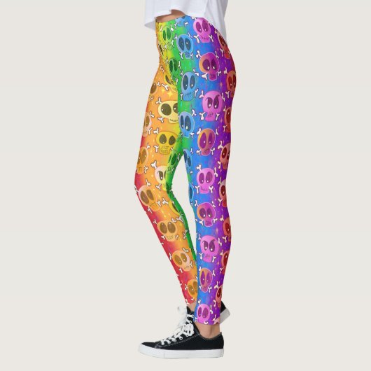 Rainbow Skull Crossbones in Pride Colors Leggings (Links)