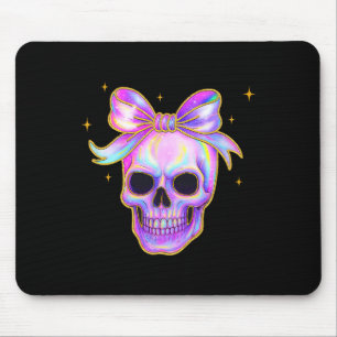 Rainbow Skull Shirt Halloween Schattige Bow Pastel Muismat
