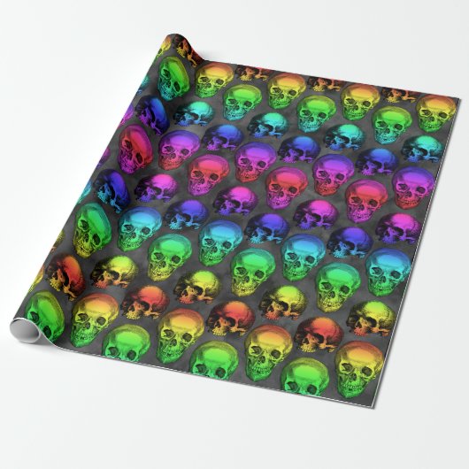 RAINBOW SKULL WRAPPING PAPIER (Uitgerold)