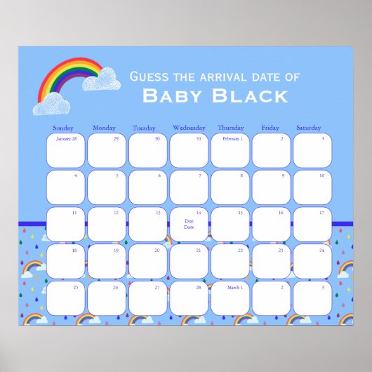Rainbow Sky Baby shower raadt de vervaldatum Poster (Voorkant)