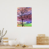 Rainbow Sky Barren Tree Poster (Keuken)