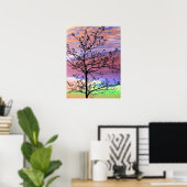 Rainbow Sky Barren Tree Poster (Thuiskantoor)