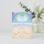 Rainbow Sky Beach Wedding RSVP Briefkaart (Staand voorkant)