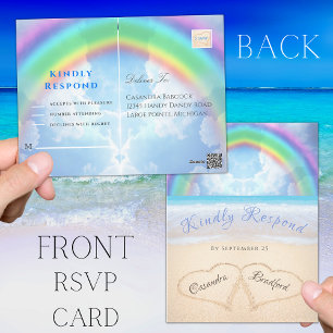 Rainbow Sky Beach Wedding RSVP Briefkaart