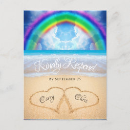 Rainbow Sky Beach Wedding RSVP Briefkaart