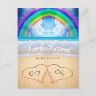 Rainbow Sky Beach Wedding RSVP Briefkaart