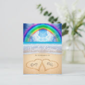 Rainbow Sky Beach Wedding RSVP Briefkaart (Staand voorkant)