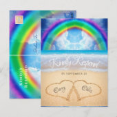 Rainbow Sky Beach Wedding RSVP Briefkaart (Voorkant / Achterkant)