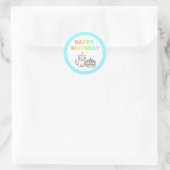 Rainbow&Sky-Blue Birthday Classic Round Sticker (Tas)